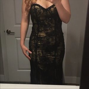 Sexy black lace prom dress